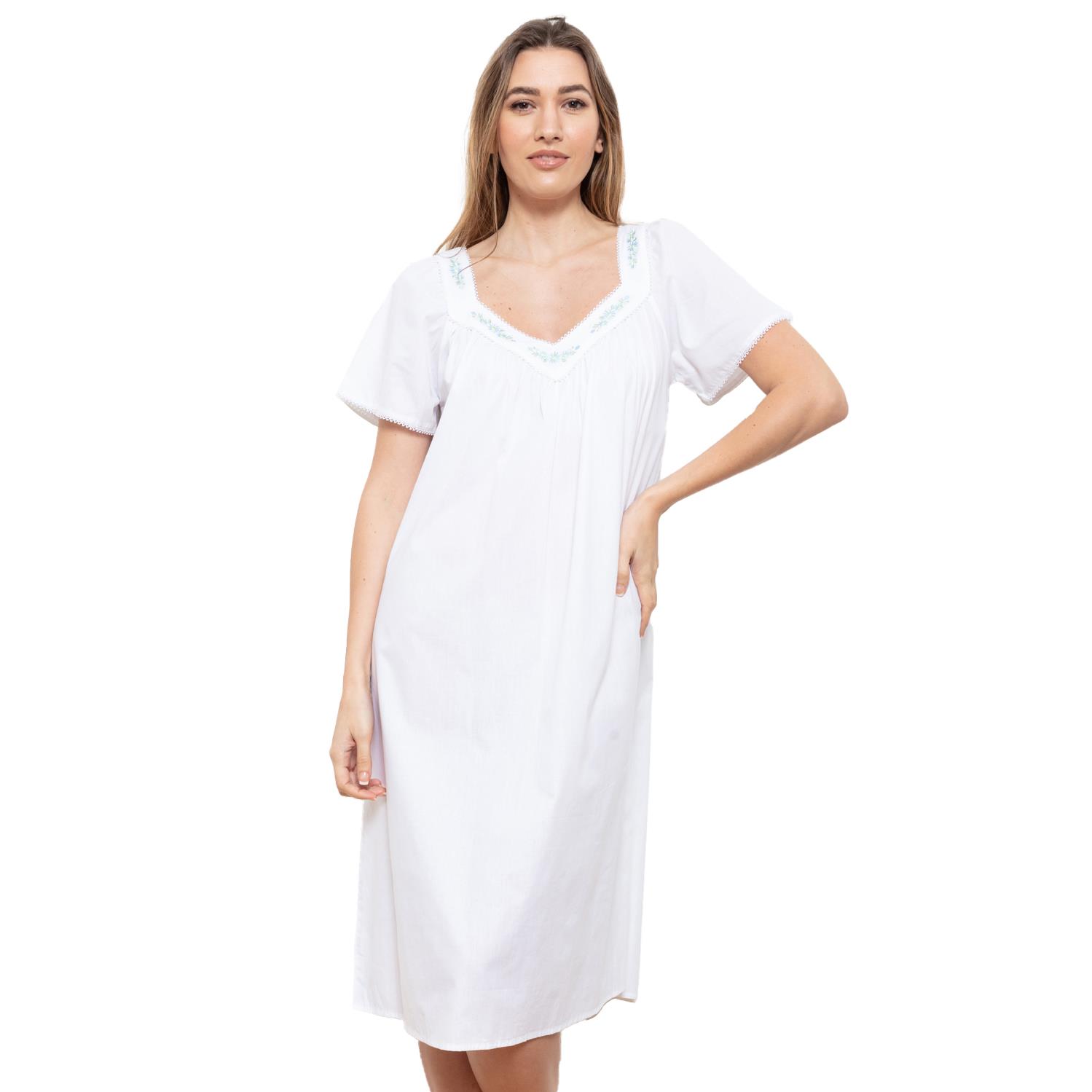 Cottonreal Daisy Embroidered Cap Sleeve Nightdress