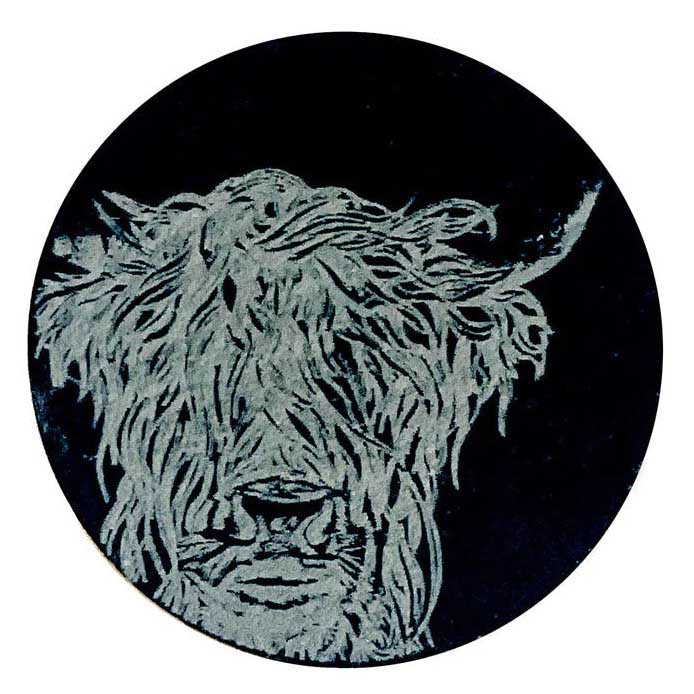 Selbrae House Slate Magnet - Round - Highland Cow