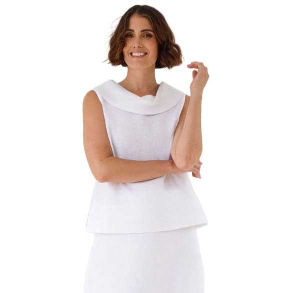 See Saw 100% Linen  Sl Btn Back Cowl Nk Top