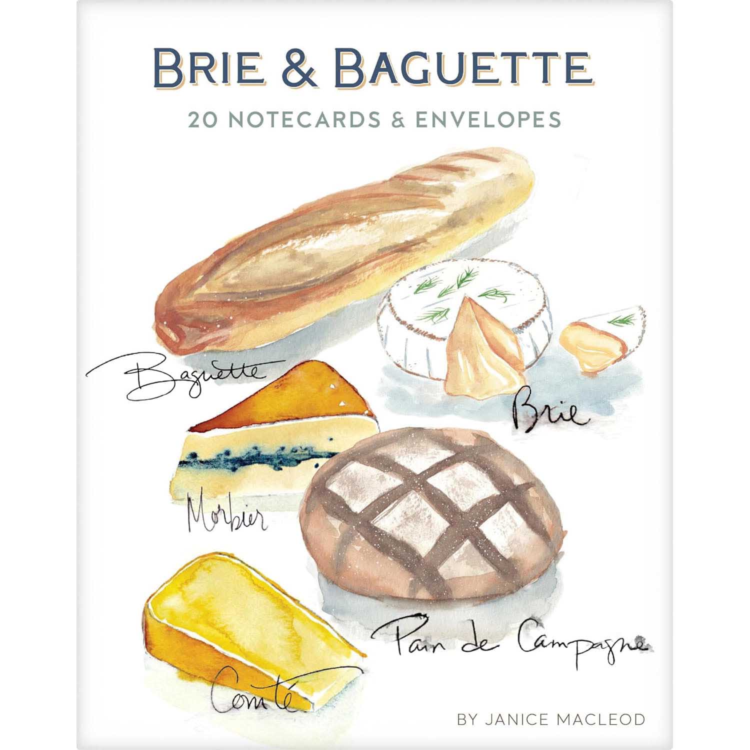 Brie & Baguette Notes: 20 Notecards & Envelopes