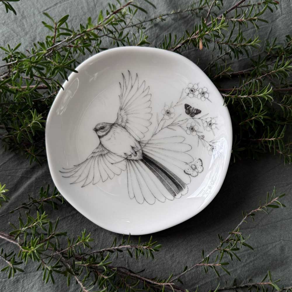 Katy Hayward Trinket Dish - Come Fly With Me - Piwaiwaka/Fantail