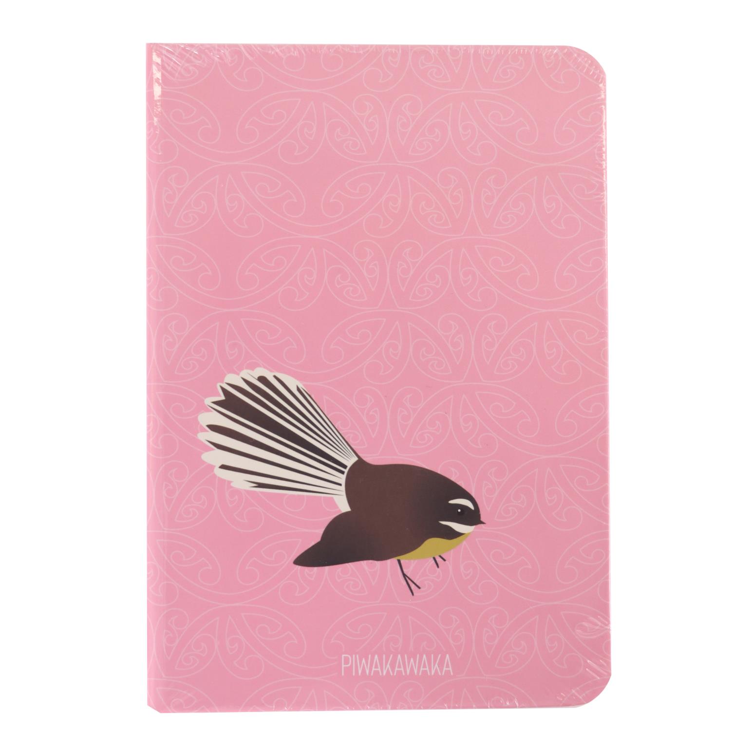 Kereru Design New Zealand Piwakawaka / Fantail Pink A6 Notebook