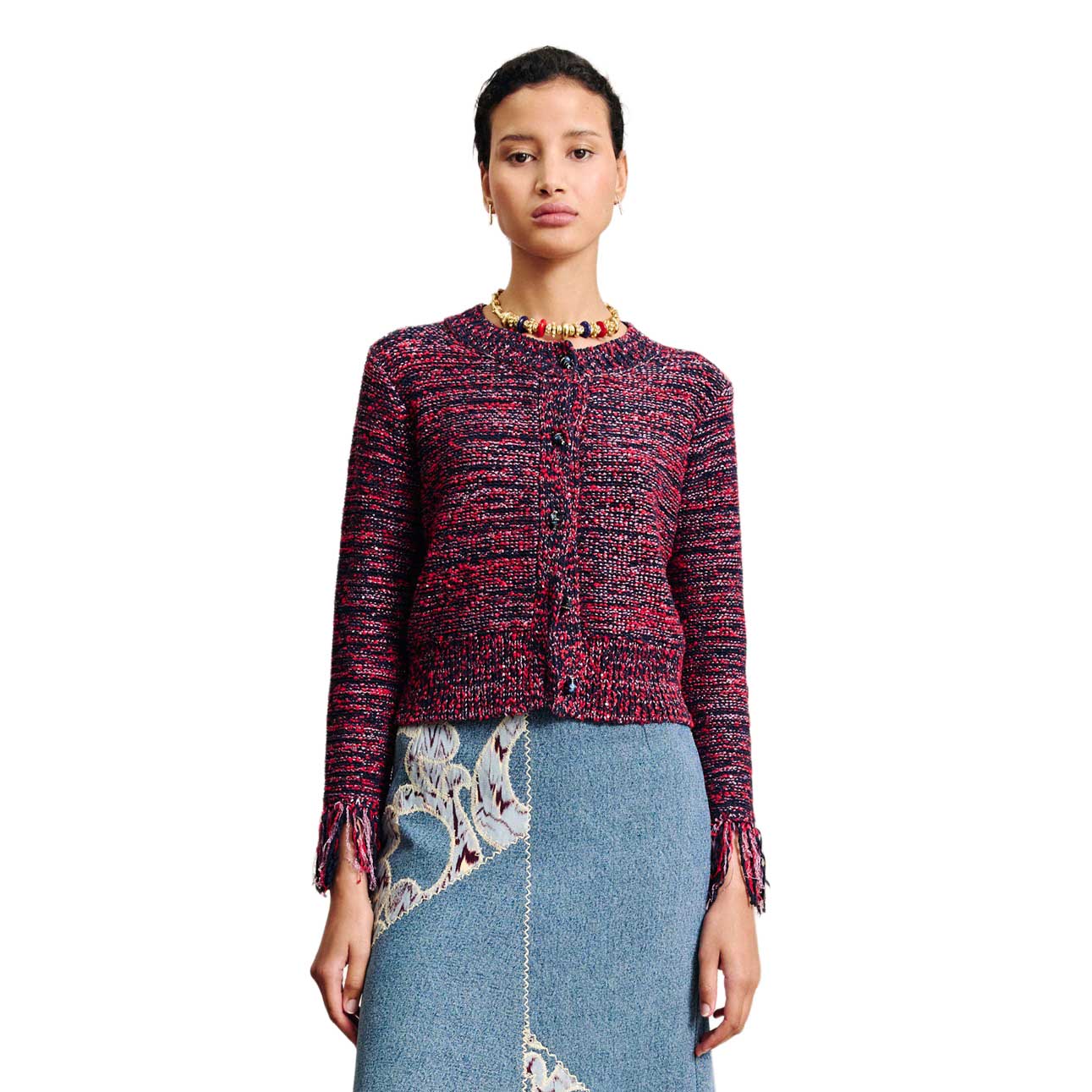 AL&Eacute;MAIS Nieve Sequin Cardigan Red