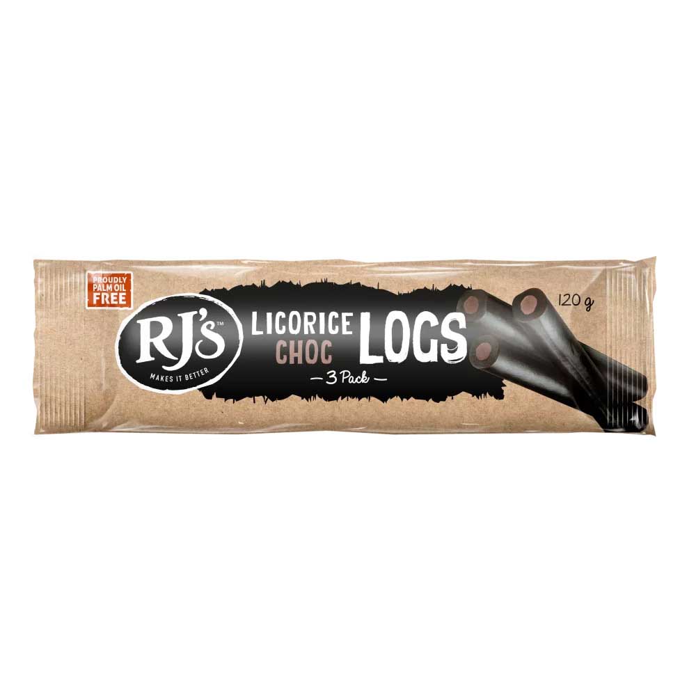 RJ's Log Liquorice&nbsp;Choc 3Pk&nbsp;120g