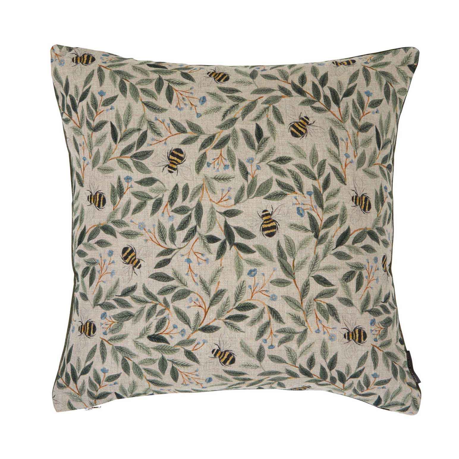Wallace Cotton Botanical Bee Square Cushion Cover