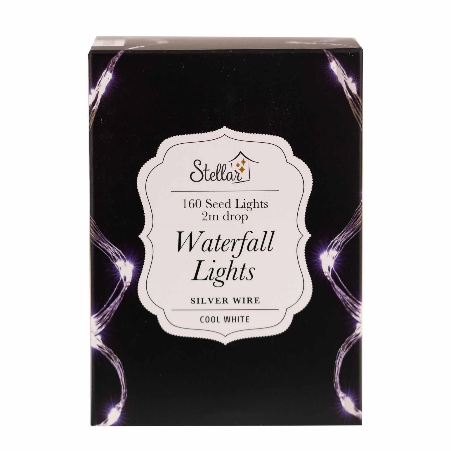 Stellar Haus Silver Copper White 8 Strand Waterfall Seed Lights