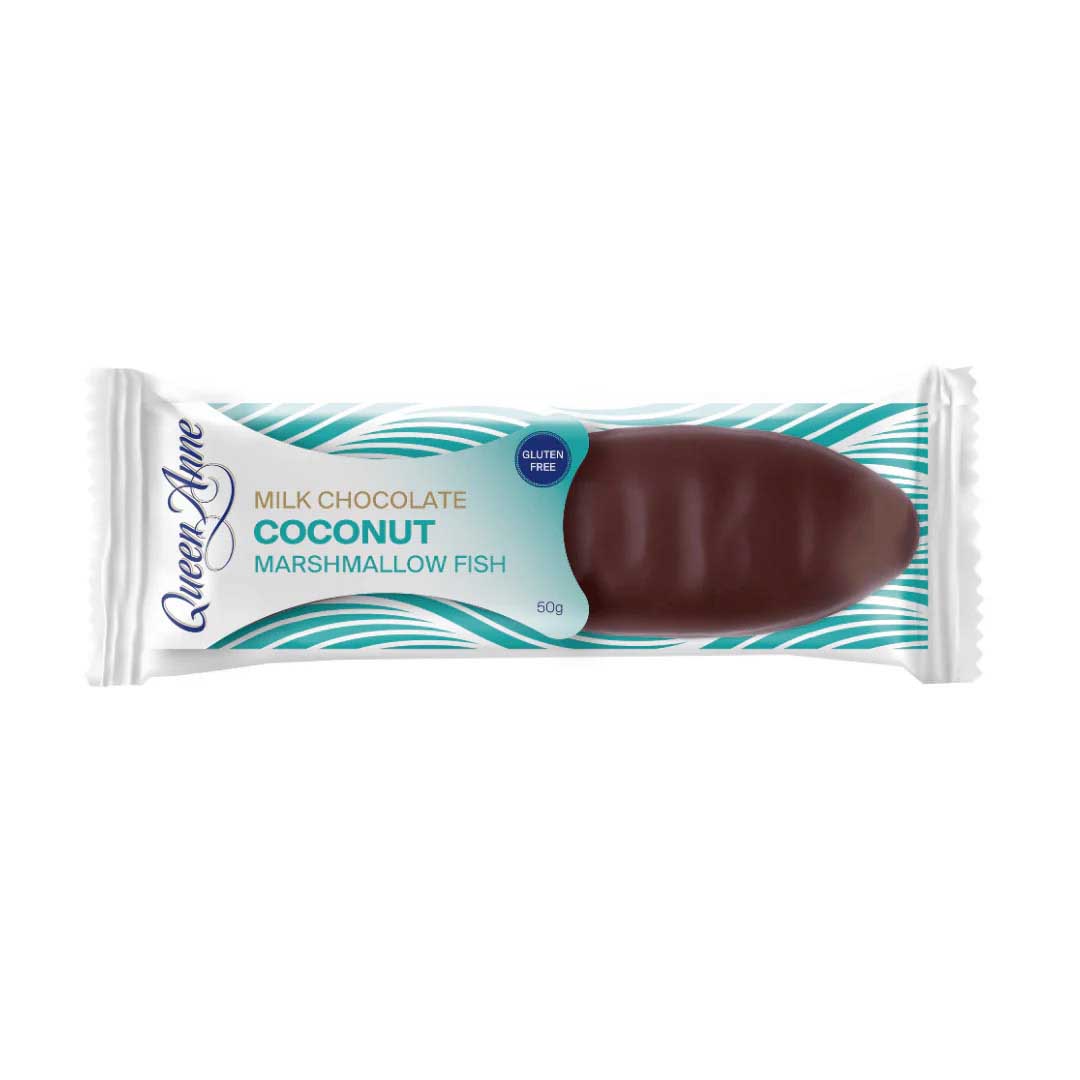 Queen Anne Marshmallow Fish Milk Chocolate Coconut 50g