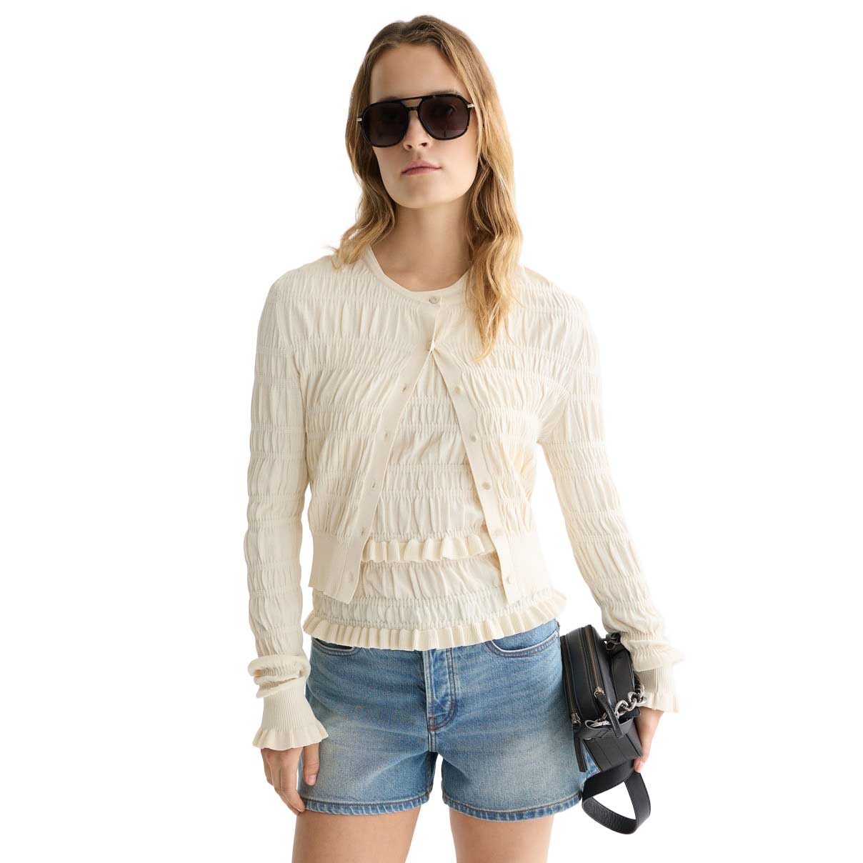 Scotch & Soda Smock Stitch Crew Neck Cardigan