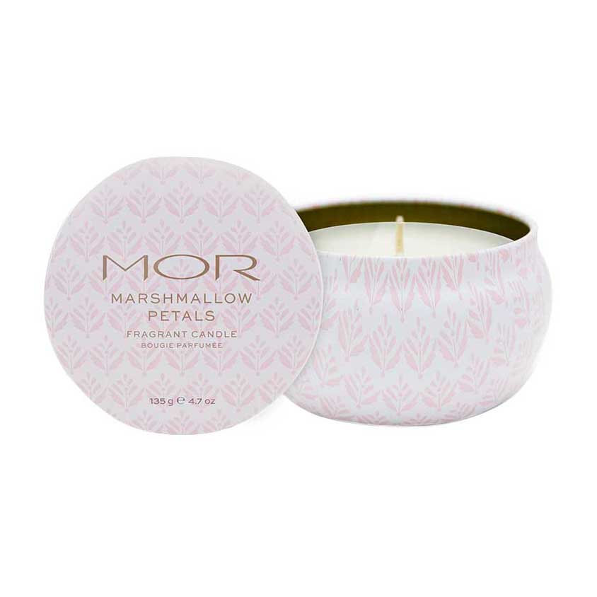 MOR Fragrant Candle in a Tin - Marshmallow Petals 135g