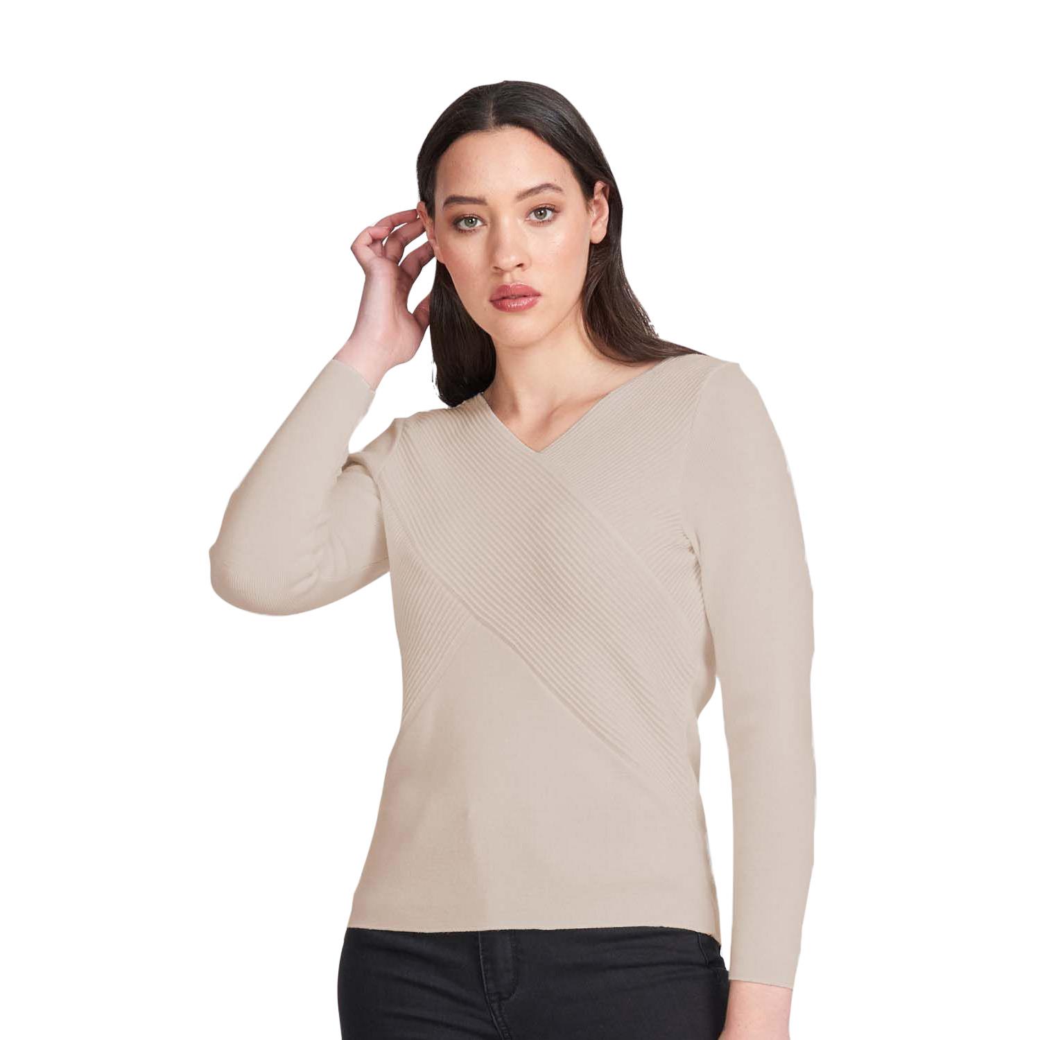 Royal Merino Long Sleeve Vee Neck Crossover Jumper