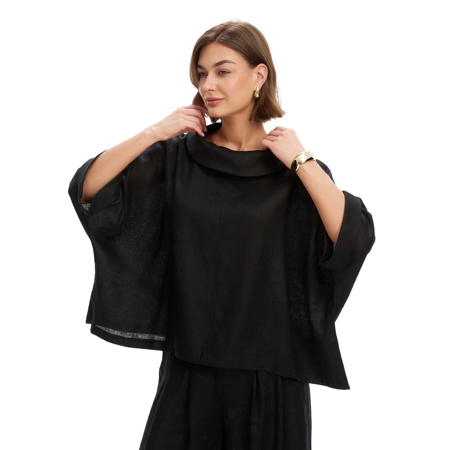 TIRELLI Funnel Neck Boxy Top