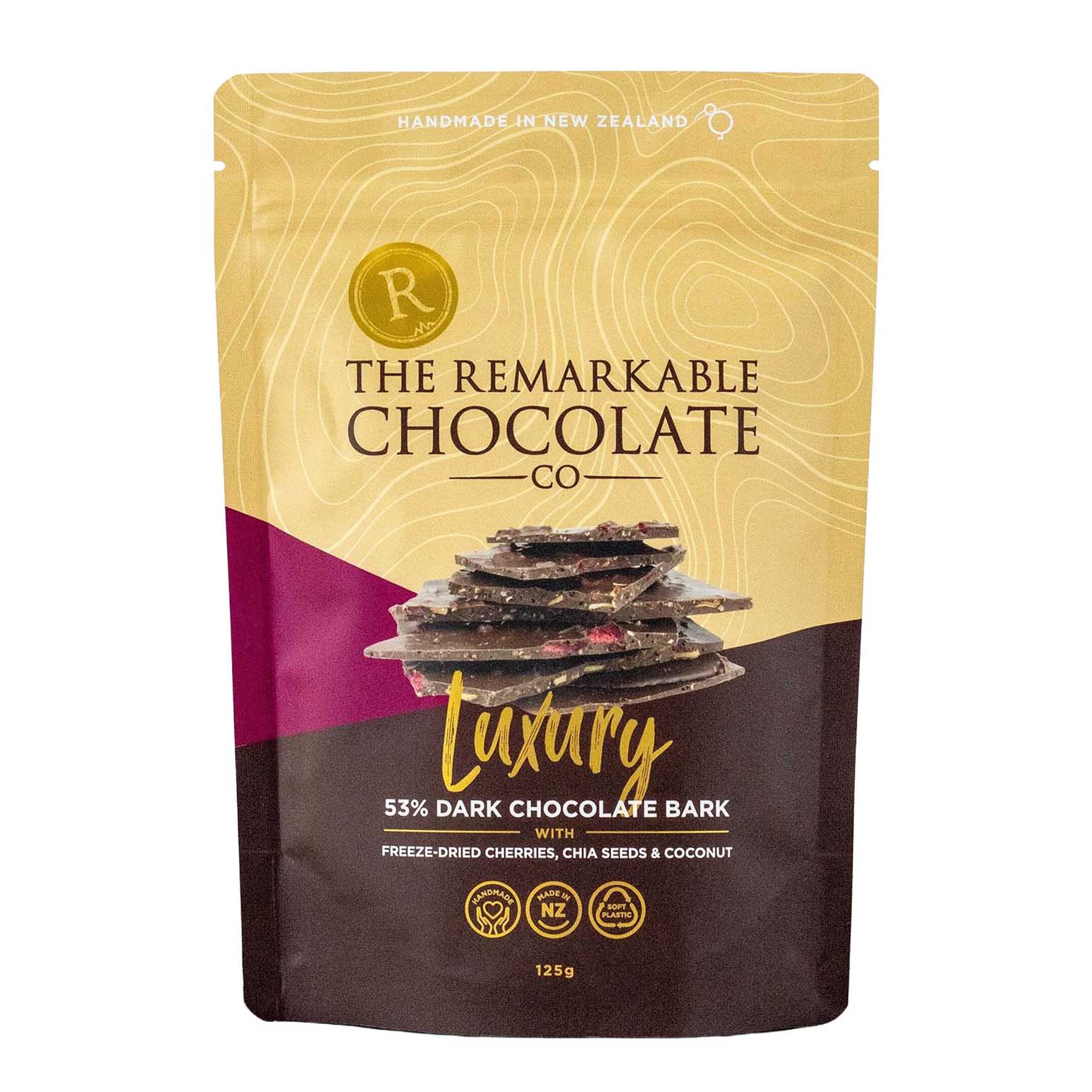 The Remarkable Chocolate Co Chia Cherry & Coconut Bark 125g