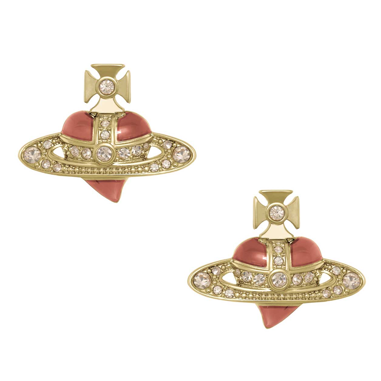 Vivienne Westwood New Diamante Heart Earrings