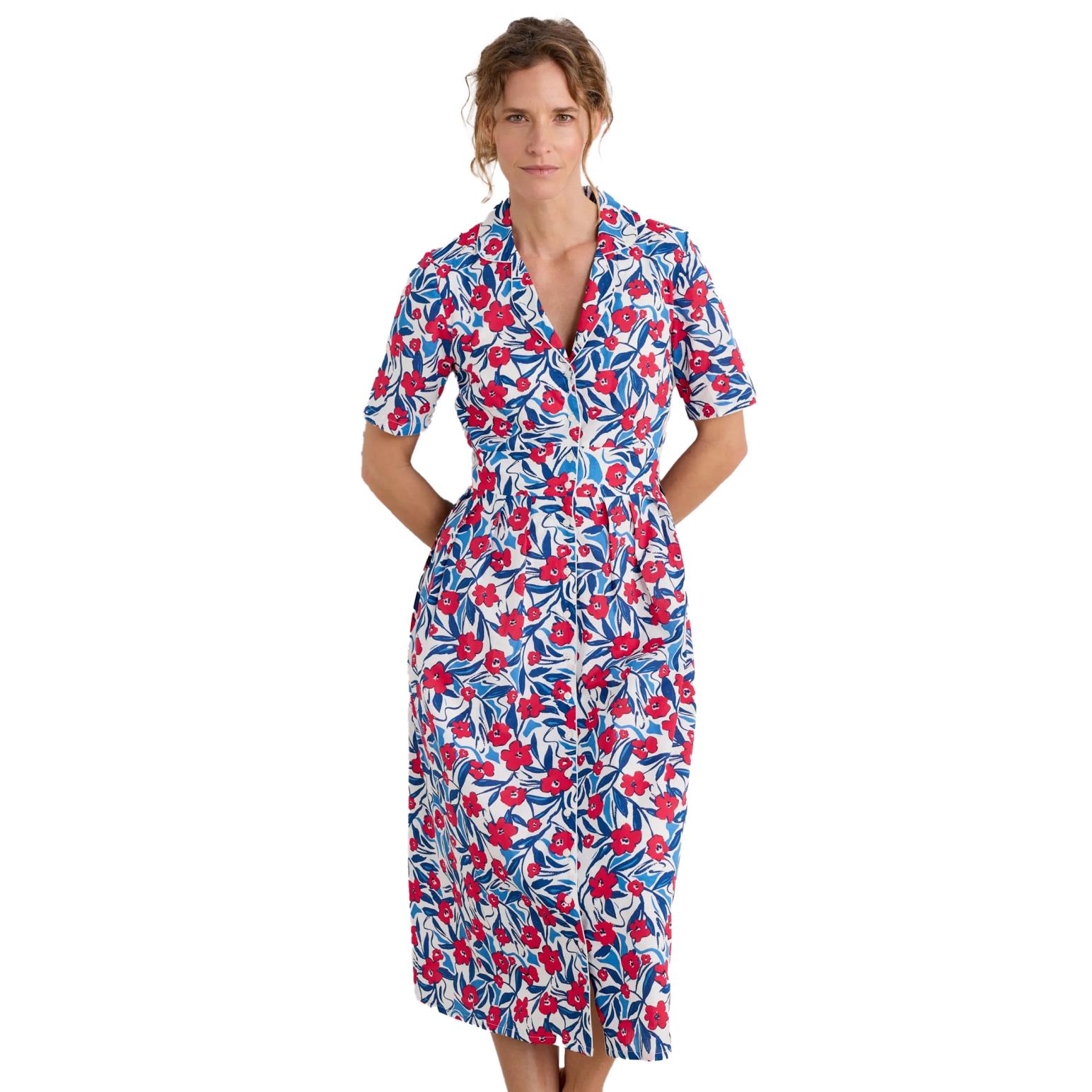 Seasalt Cornwall Charlotte Dress Waterway Floral Chalk