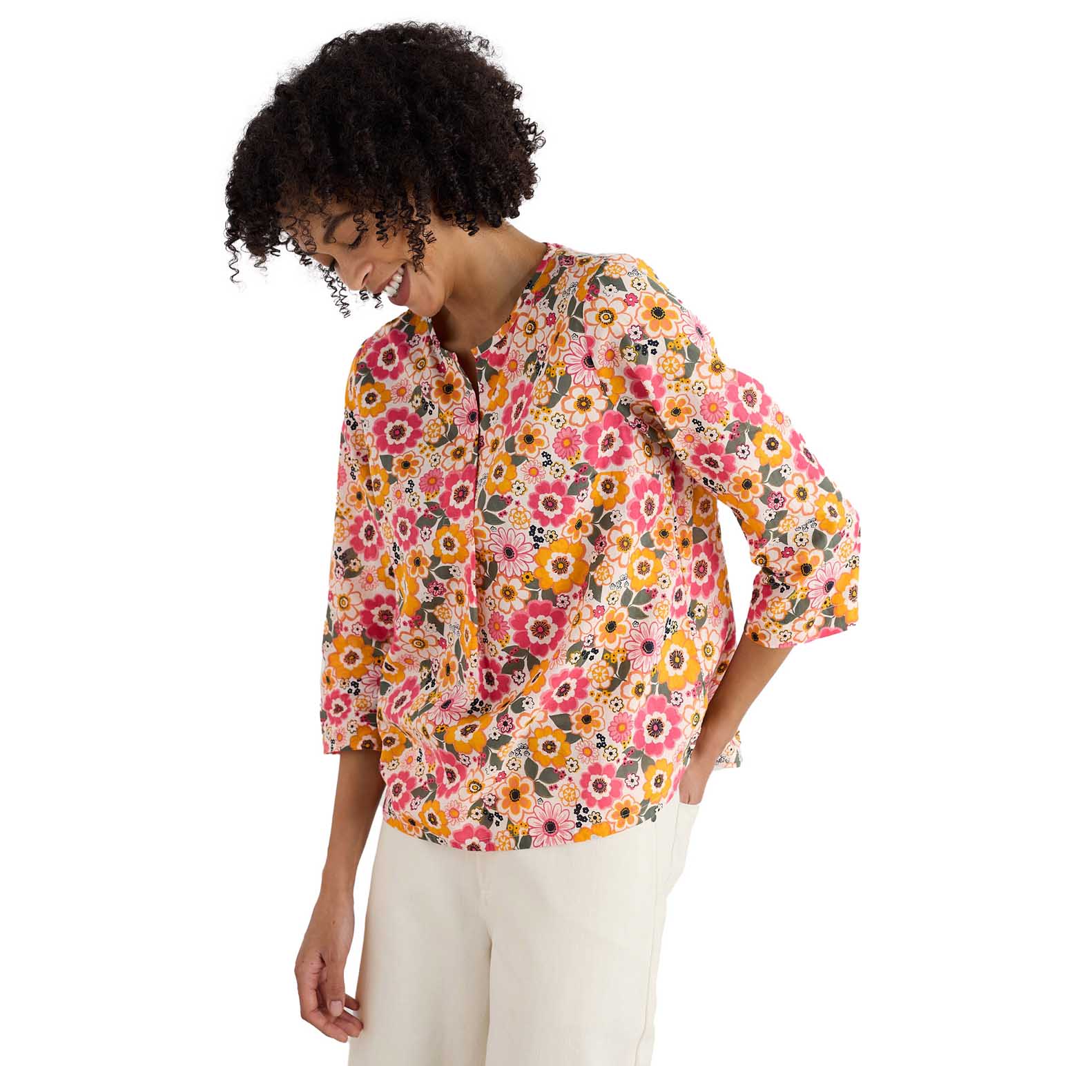 Seasalt Cornwall Watercolour Sketch Top Retro Daisies Chalk