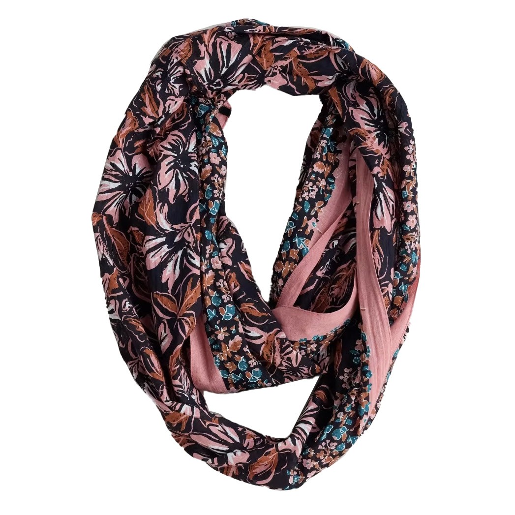 Seasalt Cornwall New Everyday Circle Scarf Mallow Bloom Border Pink Grass