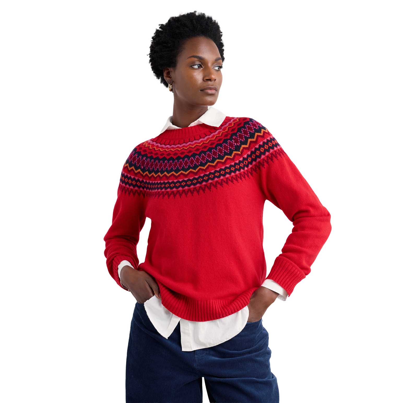 Seasalt Cornwall Gurnard's Head Jumper Windward Carmine Multi