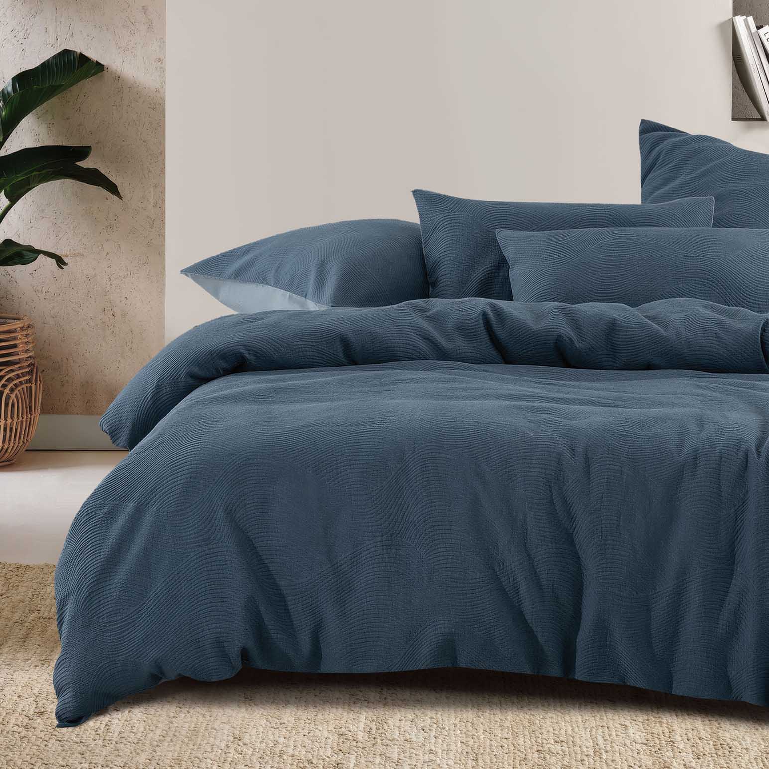 Bambury Tide Jacquard Quilt Cover Set Denim