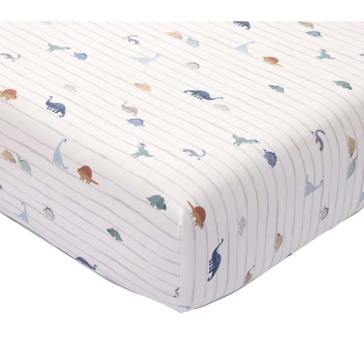 Pottery Barn Kids Organic Dillon Dino Stripe Crib Fitted Sheet