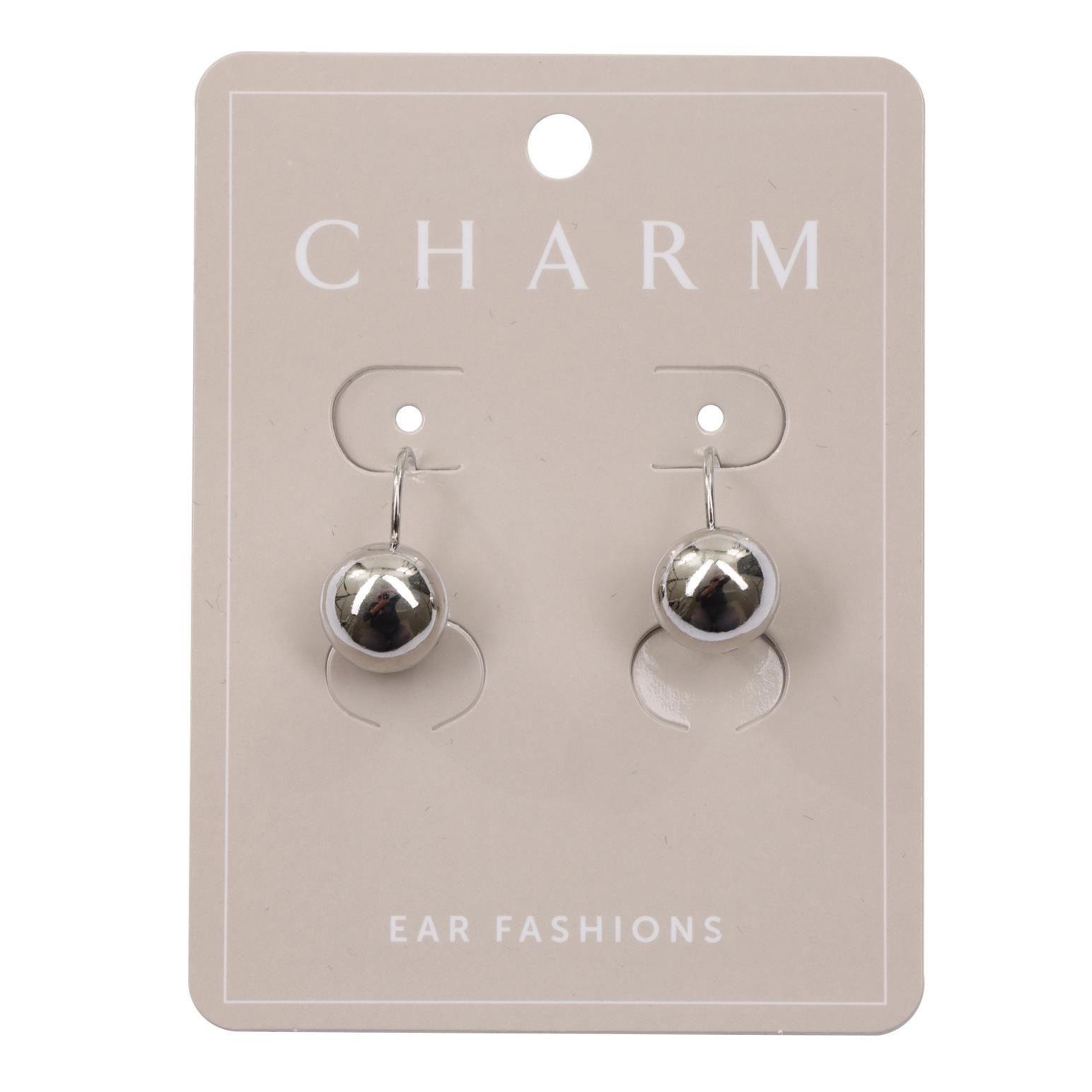 Charm Silver Polished Ball Drop