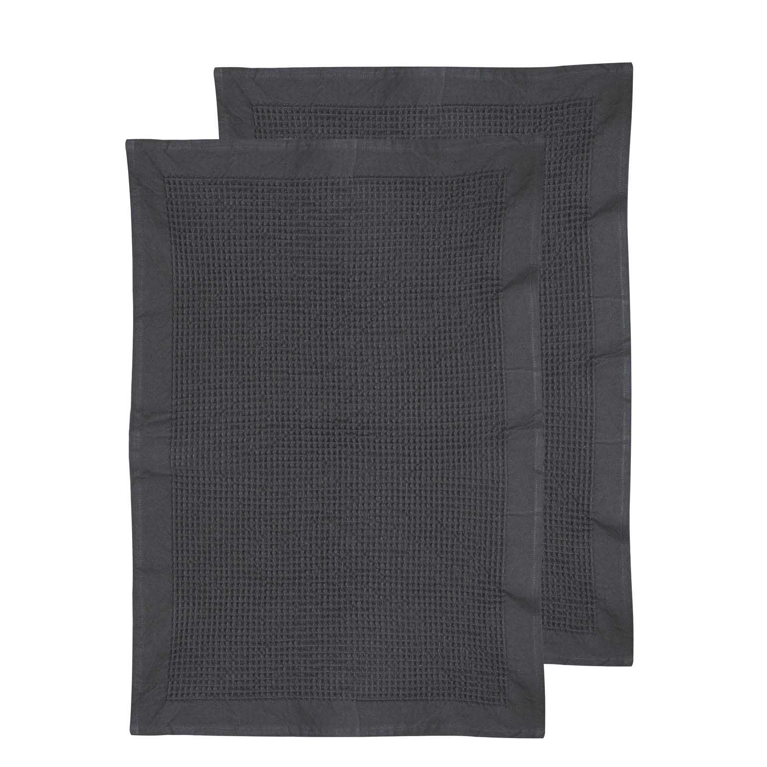 Ladelle Ollie Waffle Charcoal 2Pk Kitchen Towel