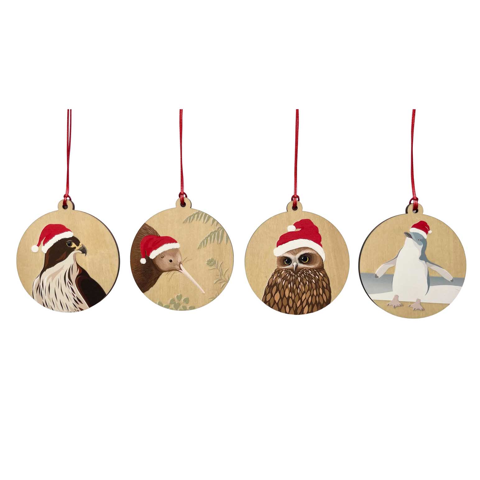 Hansby Design Kiwi Christmas Baubles Set Of 4