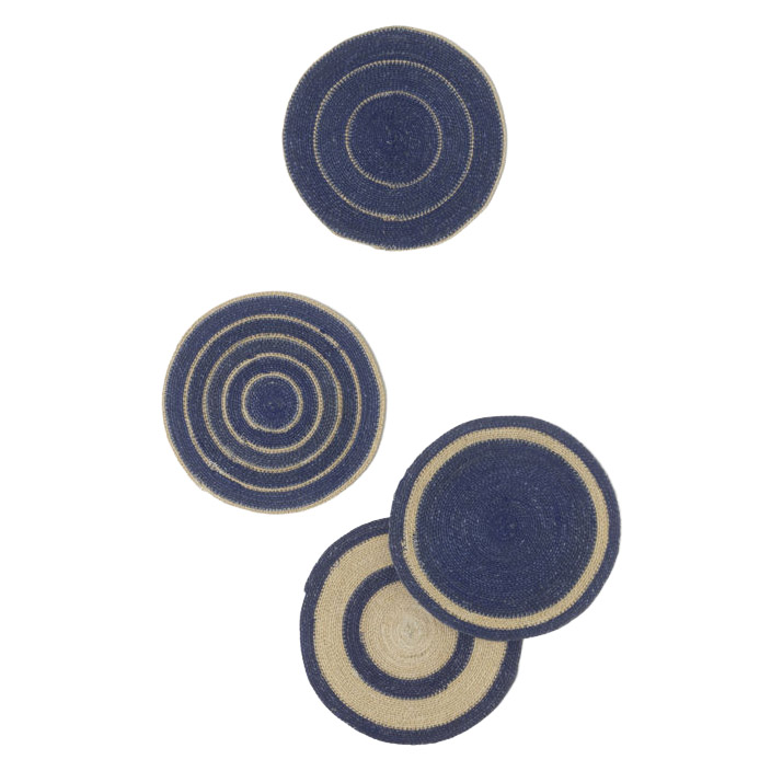 Citt&agrave; Agora Woven Placemat S/4 Cobalt/Natural 34cmdia