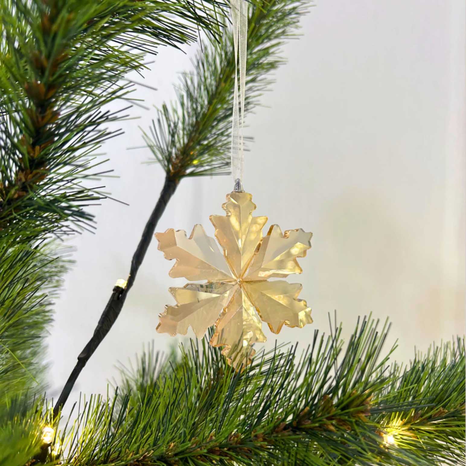 Stellar Haus Crystal Snowflake 8cm Ornament Champagne