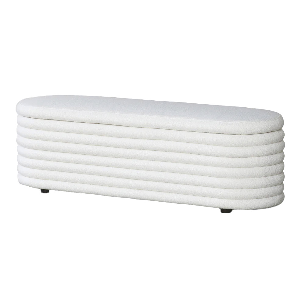 Channelled Boucle Storage Bench