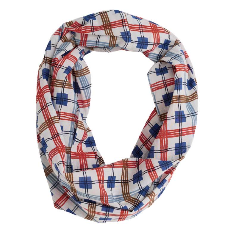 Seasalt Cornwall New Everyday Circle Scarf Drawn Plaid Chalk