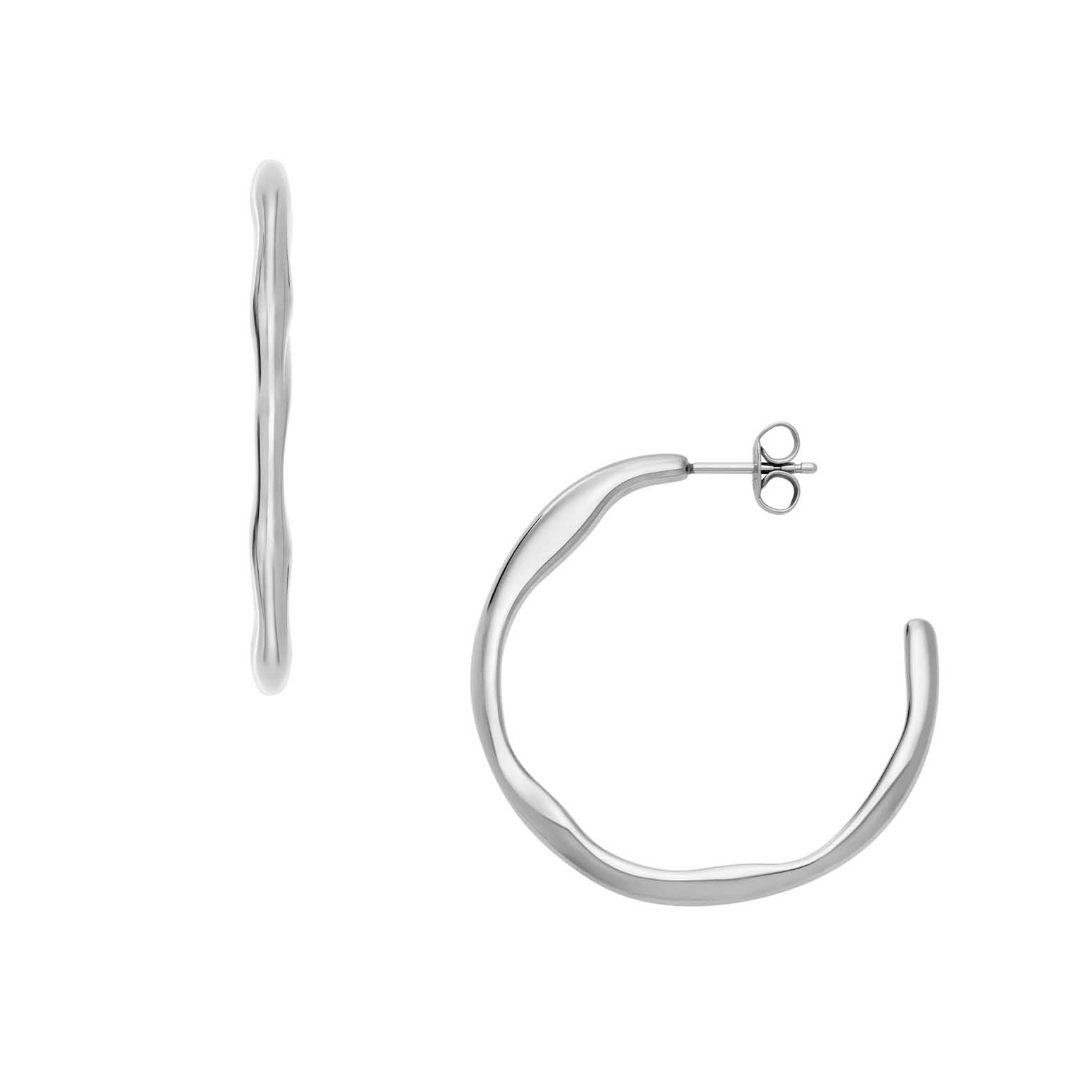 Skagen Moderne Stak Silver-Tone Stainless Steel Hoop Earrings SKJ1871040