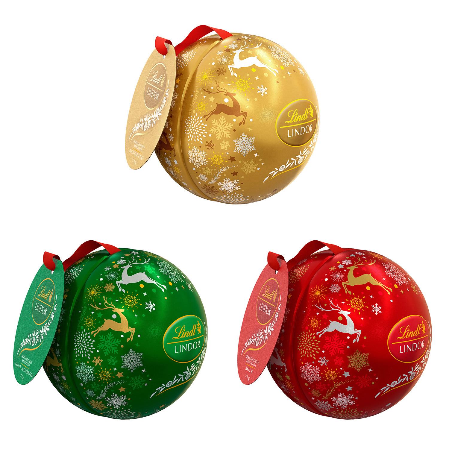 Lindt Lindor Bauble Tin Assorted 71g