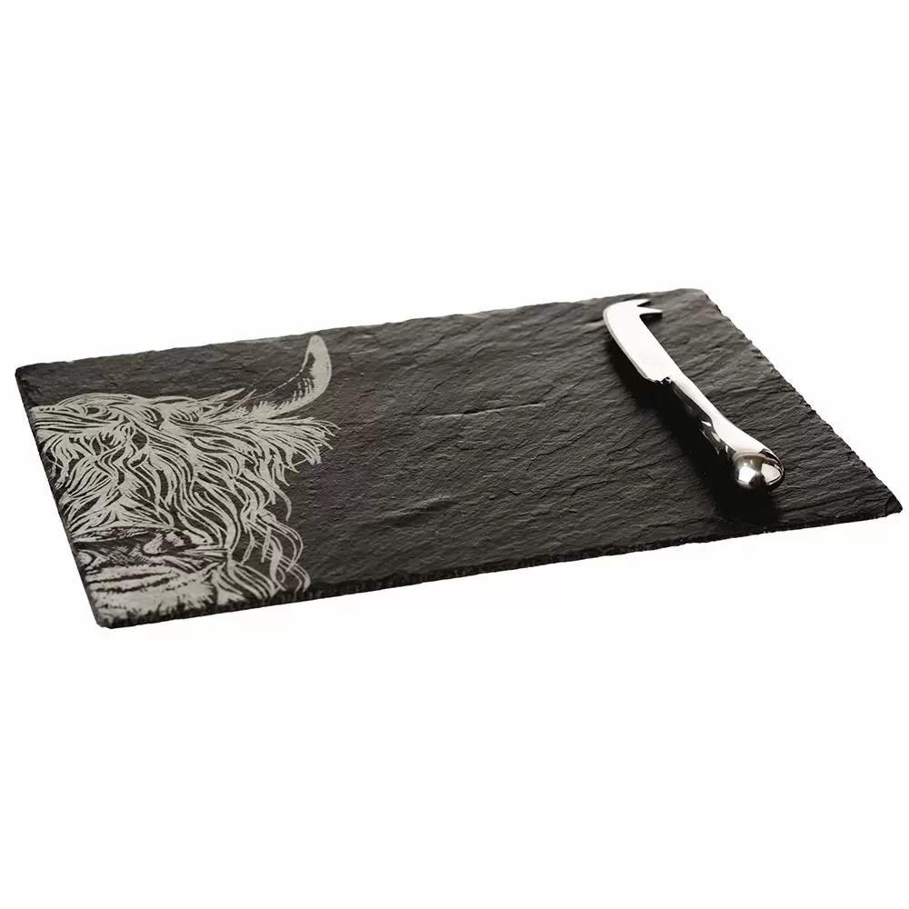 Selbrae House Cheese Board & Knife Set - Highland Cow
