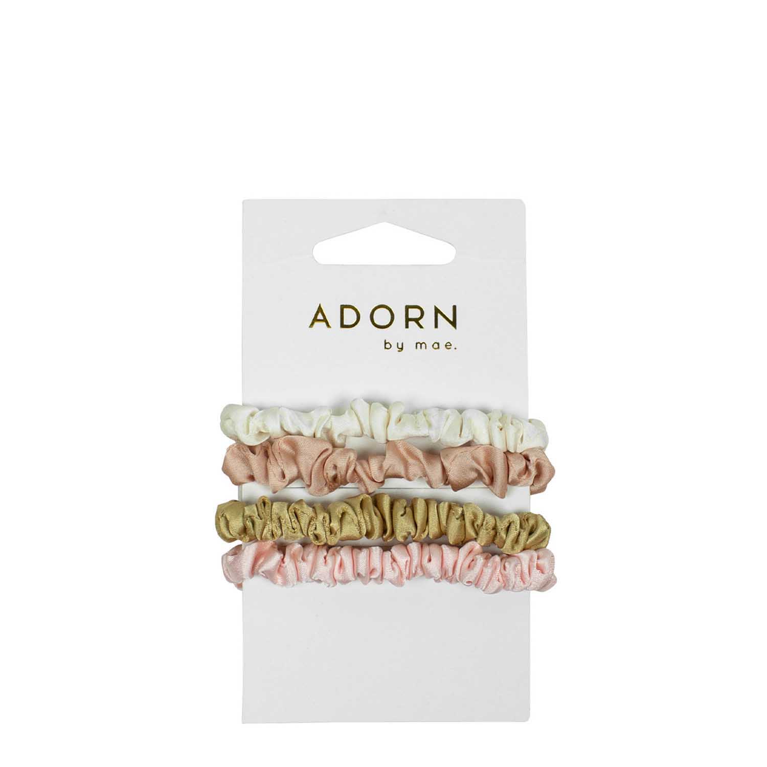 Adorn By Mae Elastics Slim Scrunchies Nudes