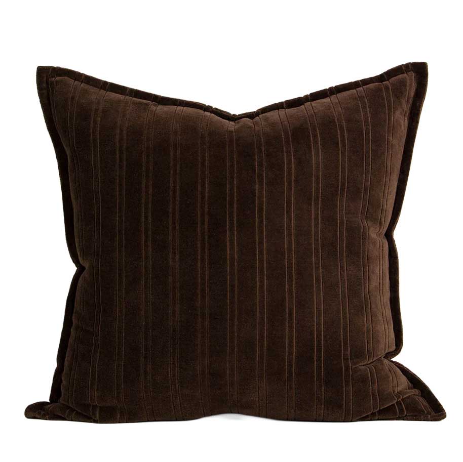Baya Stria Cushion With Feather Inner 55x55cm - Chocolate
