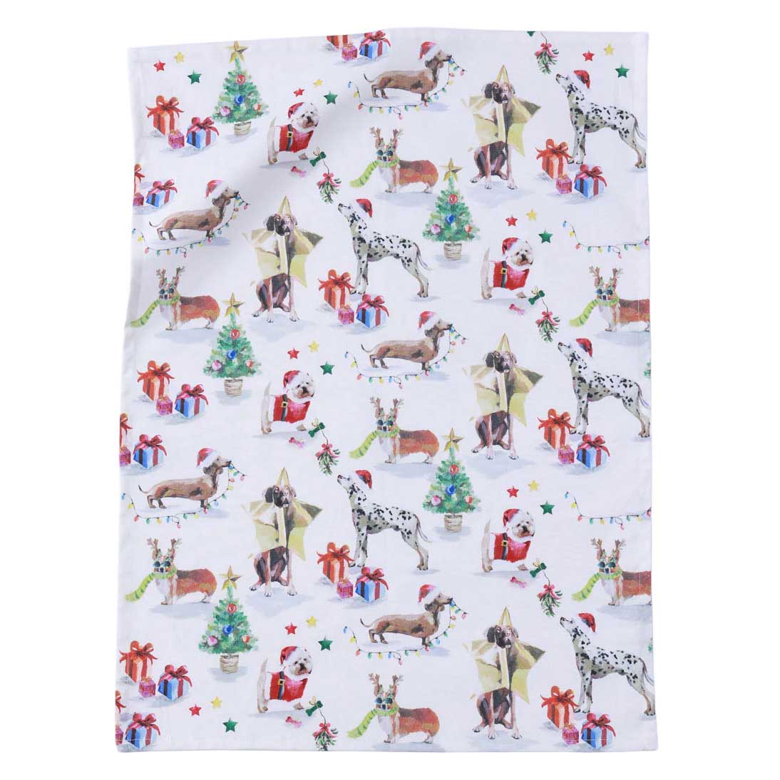 MM Linen Feliz Navidogs Tea Towel 50x70cm