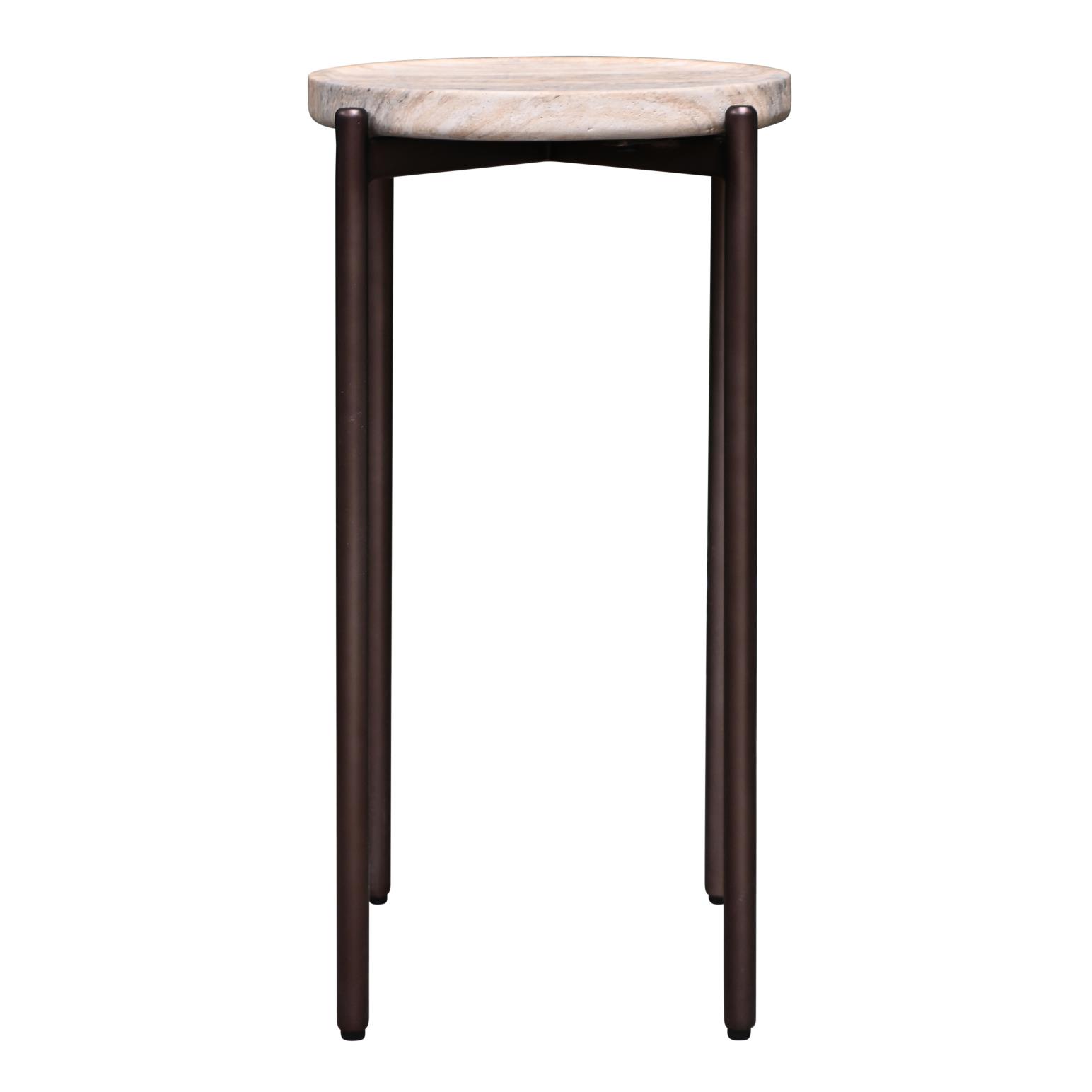 Vista Athen Tall Side Table - Travertine Finish