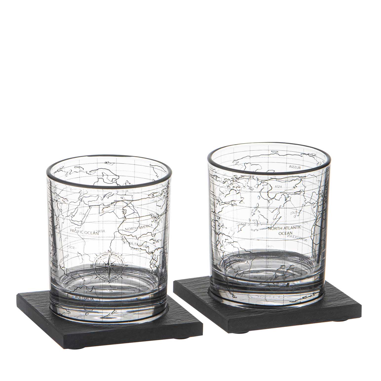 Ladelle Atlas 2Pk Whisky Glass & Coaster Set