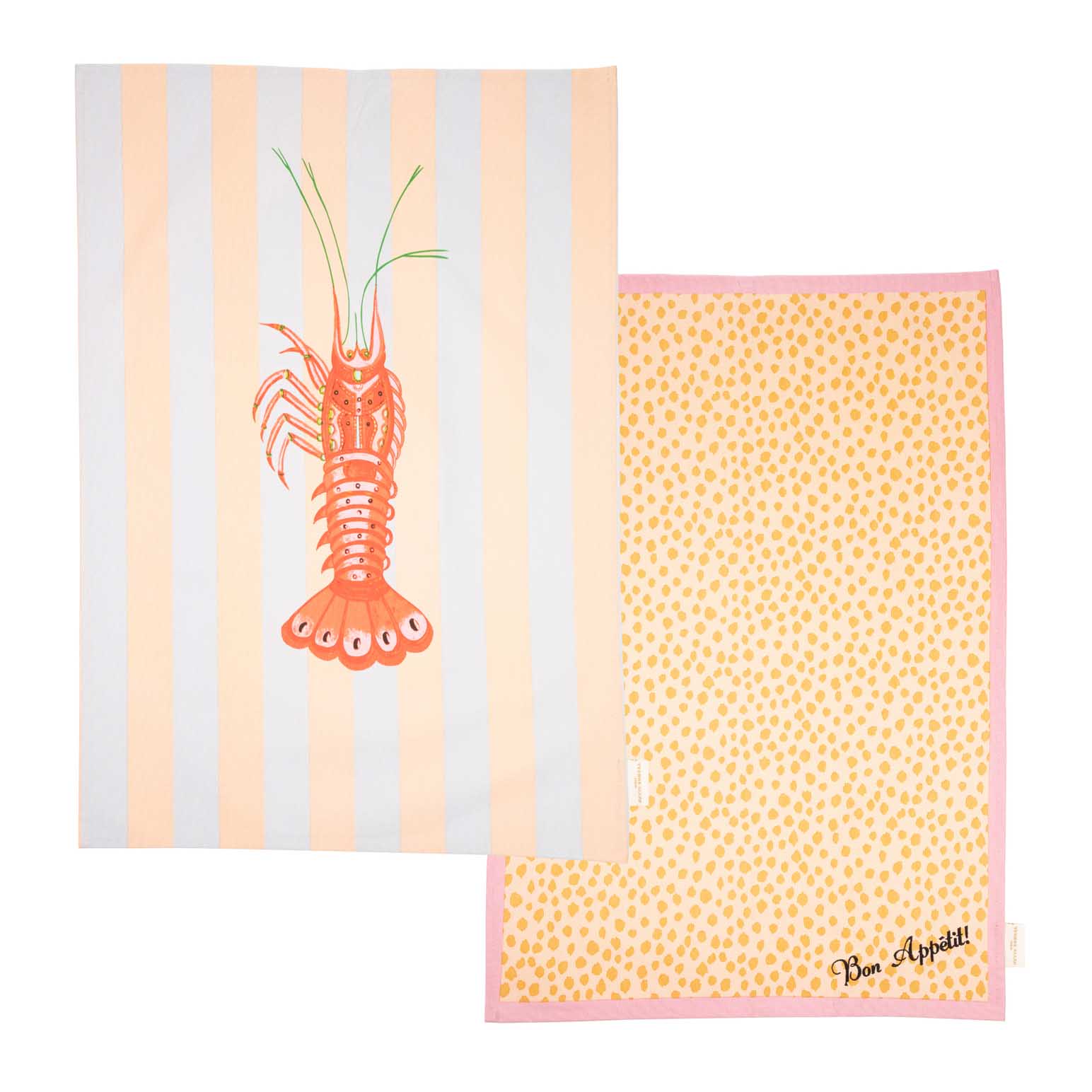 Yvonne Ellen Lobster/Bon Appetit Tea Towels (Set of 2)