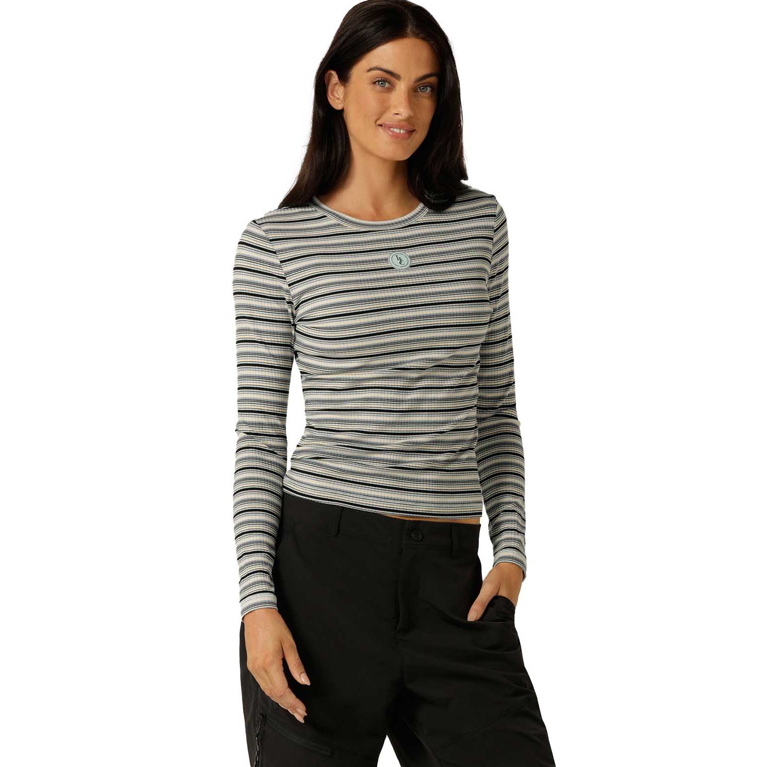 Lorna Jane Movement Stripe Rib Long Sleeve Top