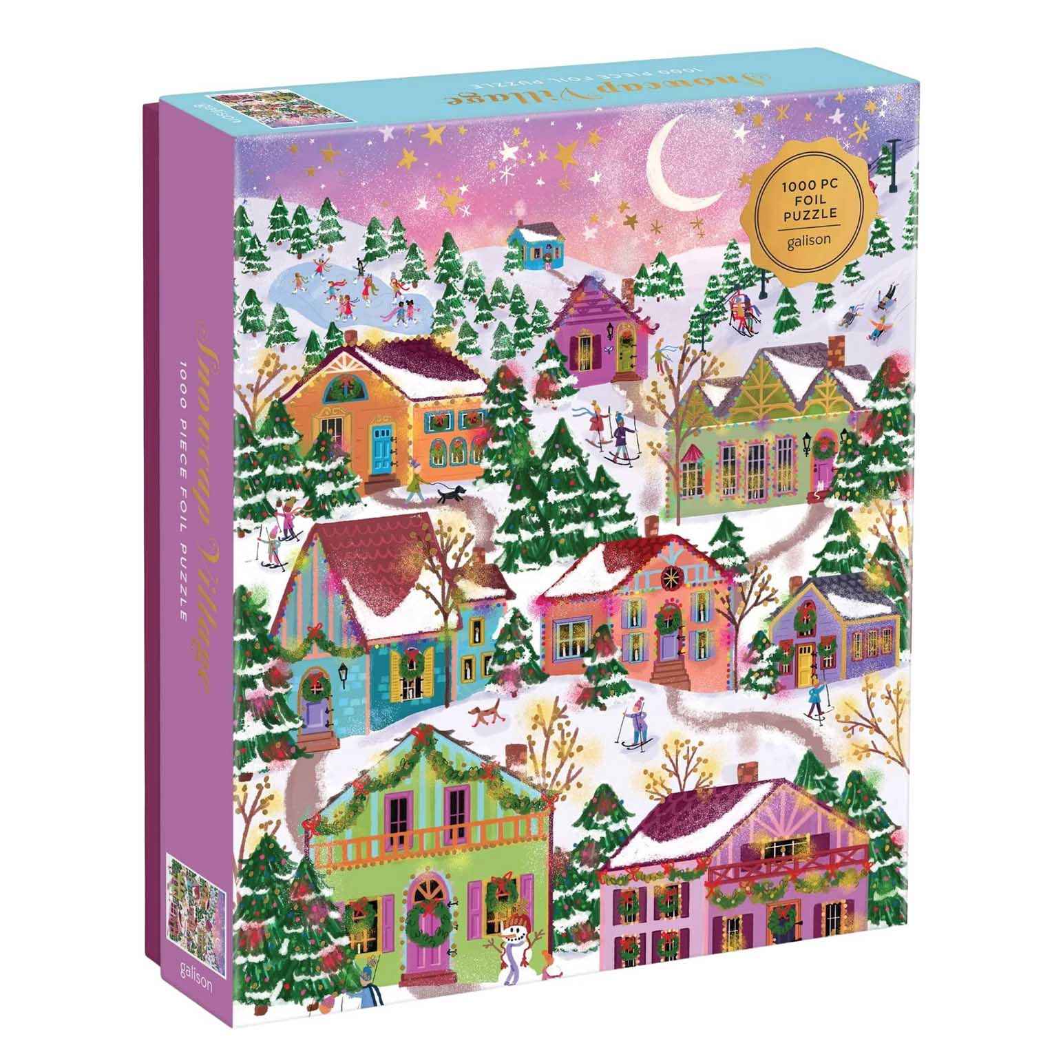 Galison Joy Laforme Snowcap Village 1000 Piece Foil Puzzle
