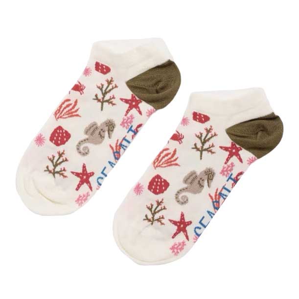 Seasalt Cornwall Womens Bamboo Arty Trainer Socks Starfish Sea Chalk