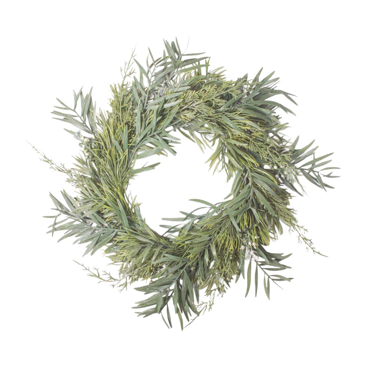 French Country Mixed Silver Green Wreath 40cm