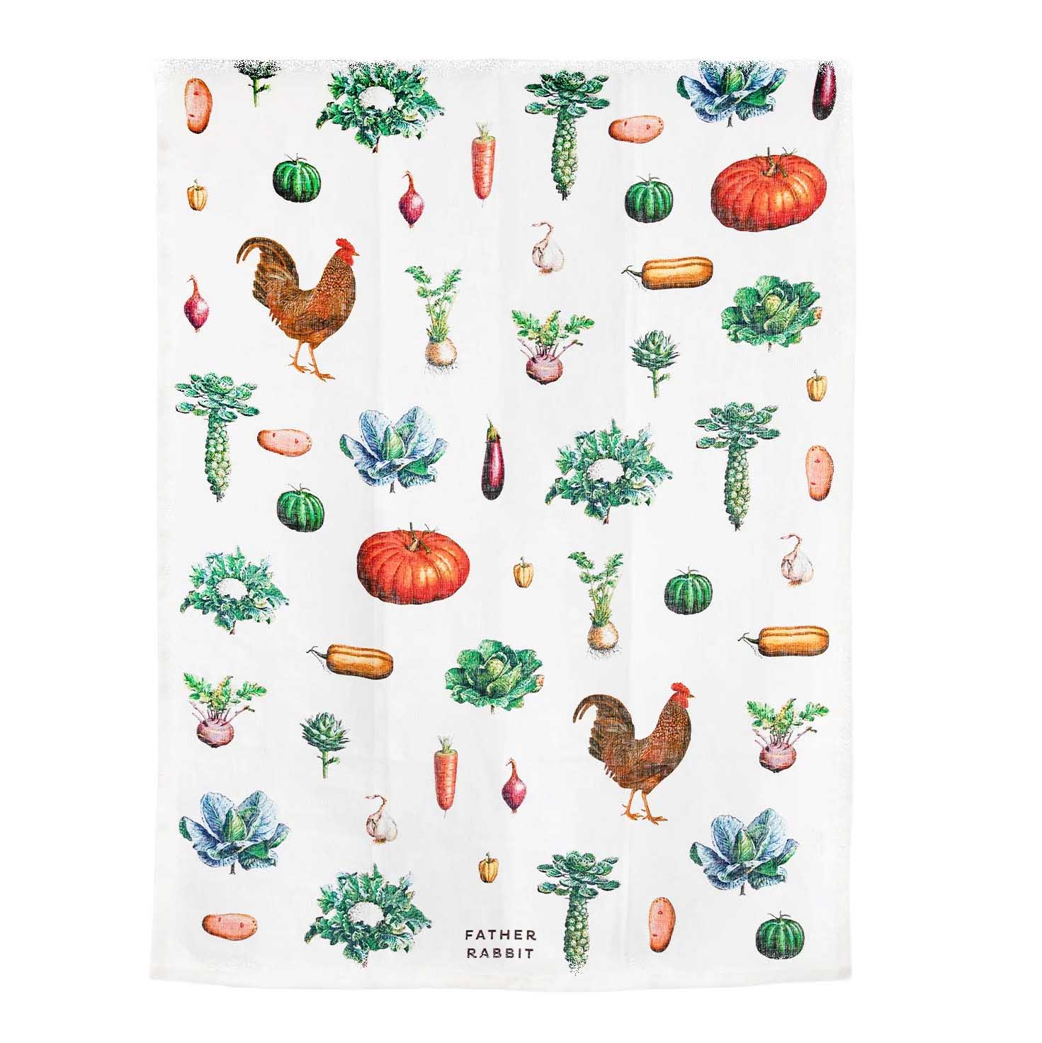 Lettuce Vintage Vegetables Tea Towel