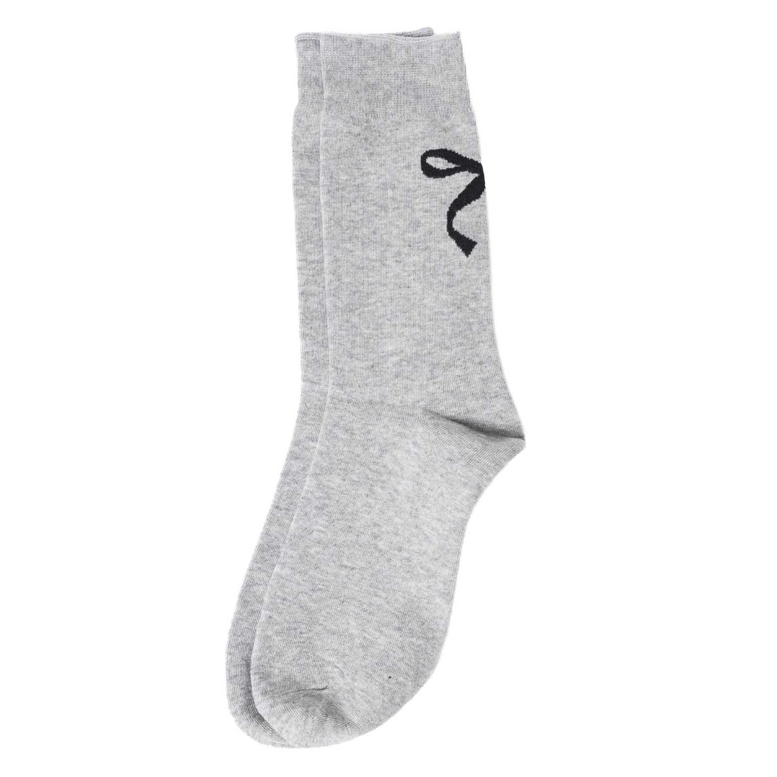 Stella + Gemma Socks Grey With Black Bow