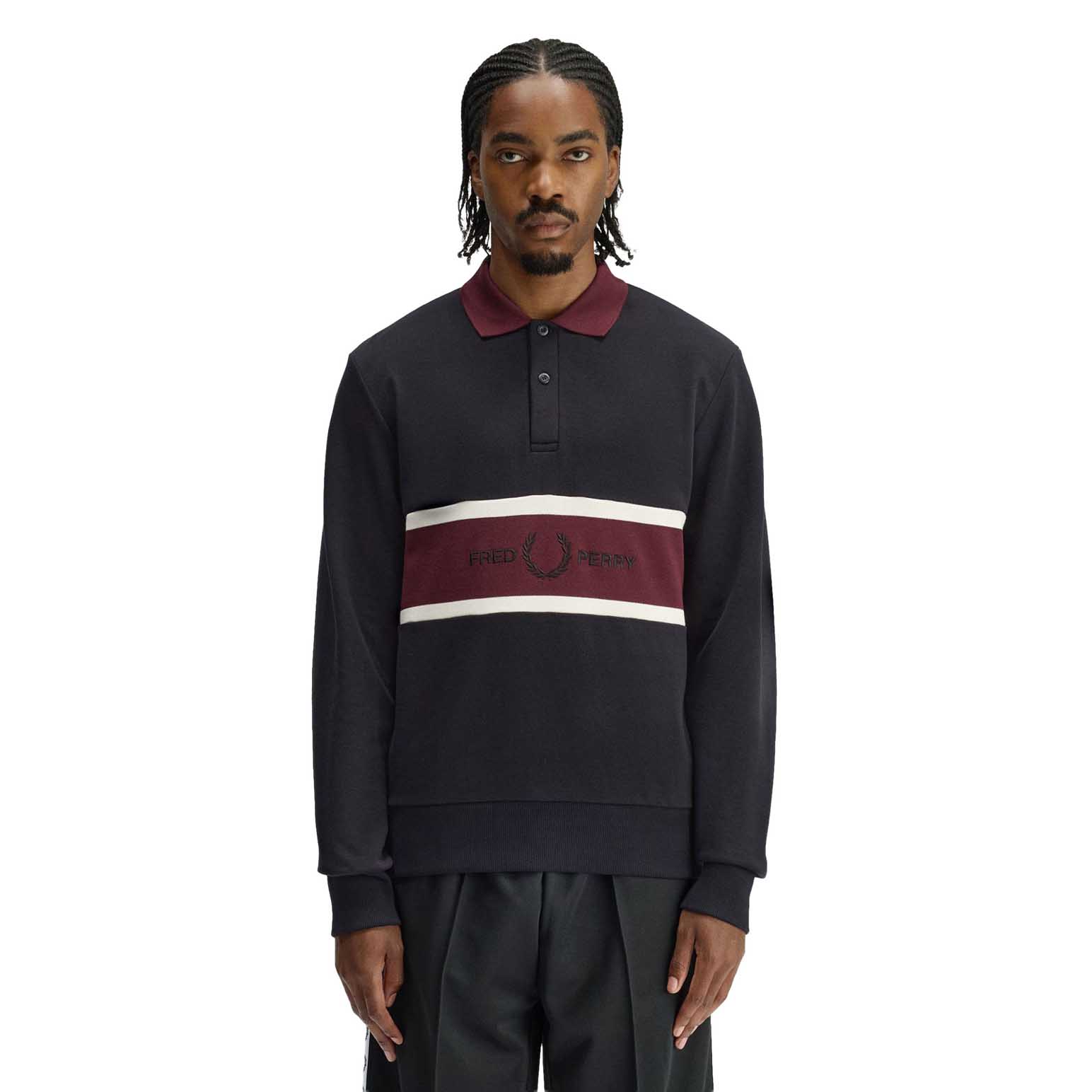 Fred Perry Embroidered Panel Collared Sweatshirt