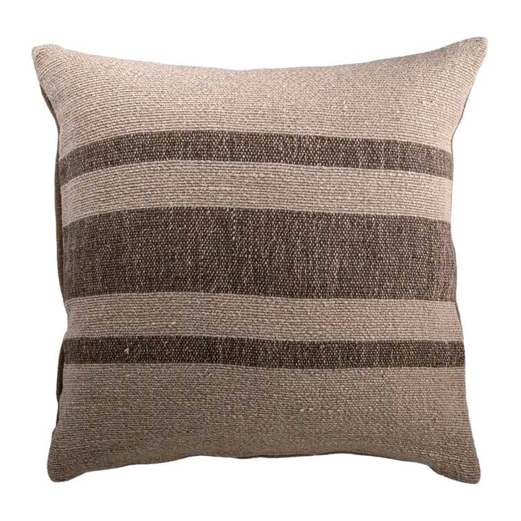 French Country Heavy Linen Stripe Cushion Cover Olive 55x55
