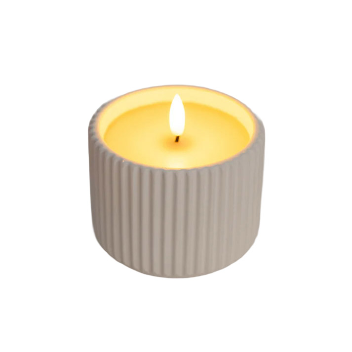 Stellar Haus White Cement Blend AAA LED Candle 7cm