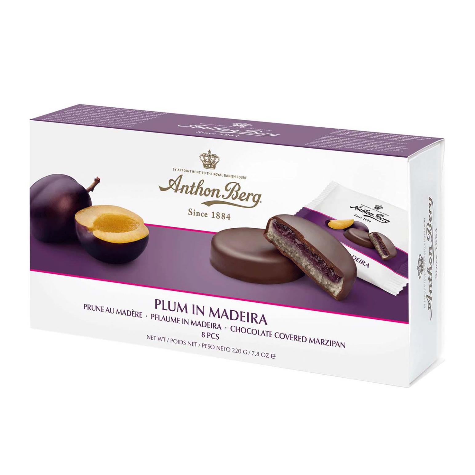 Anthon Berg Fruit In Marzipan Plum In Madeira 8 Pieces 220g
