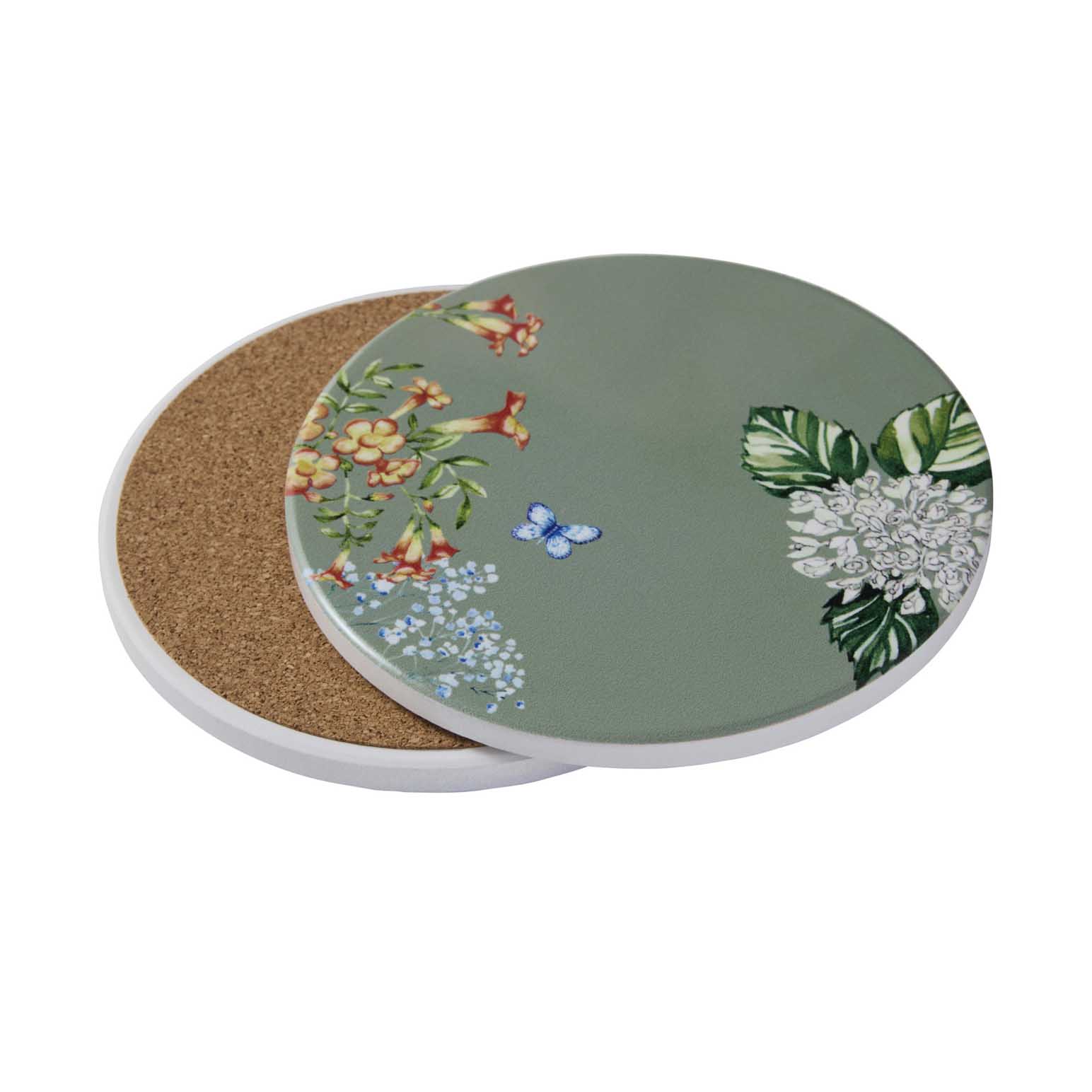 Maxwell & Williams Botanica Ceramic Round Coaster 10cm Sage